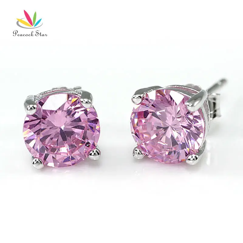 Женские серьги гвоздики из серебра с фианитом|earring rhinestone|earring woodearring packaging |
