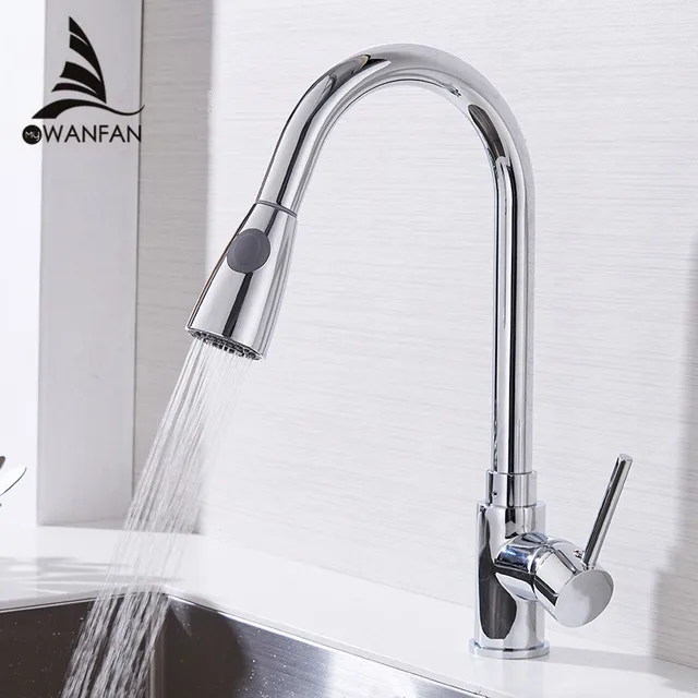 Special Offers Kitchen Faucets Silver Single Handle Pull Out Kitchen Tap Single Hole Handle Swivel 360 Degree Water Mixer Tap Mixer Tap 408906