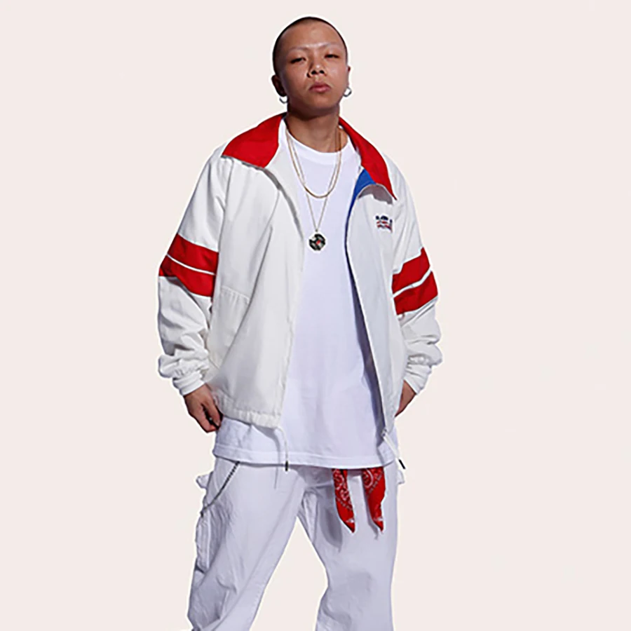 Soild Veste Décontracté White Blanc Couleur Hip Lâche Hop Glissière Printemps 50jk071 À Giacca Vestes Street Uomo Style Amérique Streetwear Hommes 0qAAnH1OW