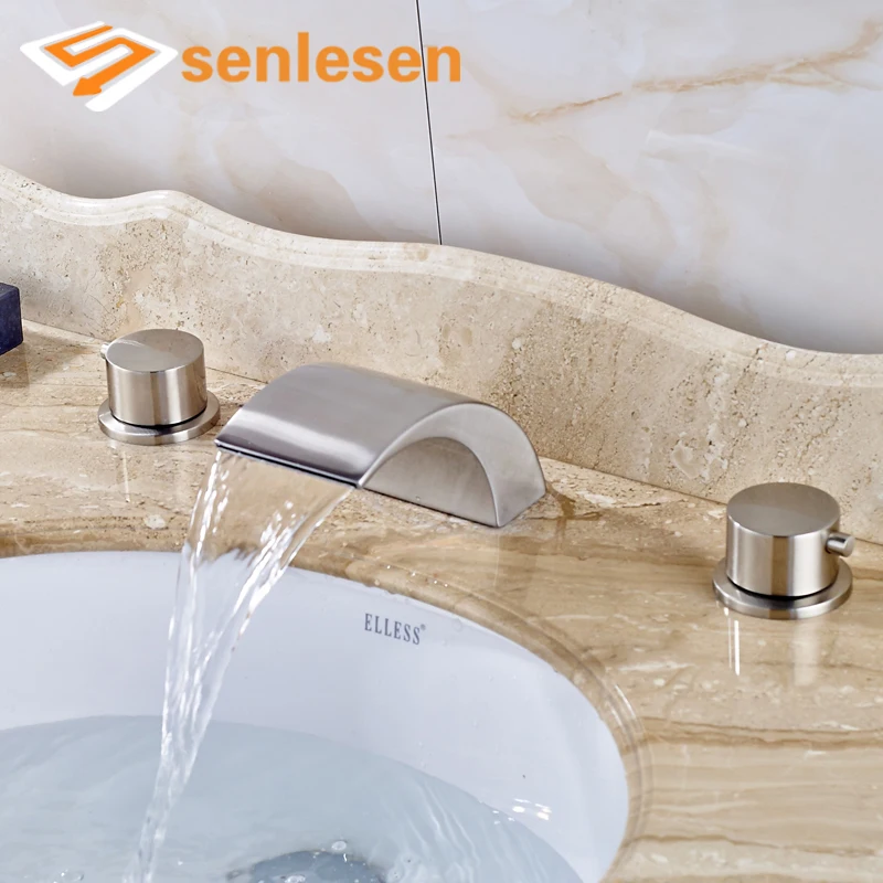 

Fashionable Design Brushed Nickel Deck Mounted Bathroom Basin Mixer Faucet
