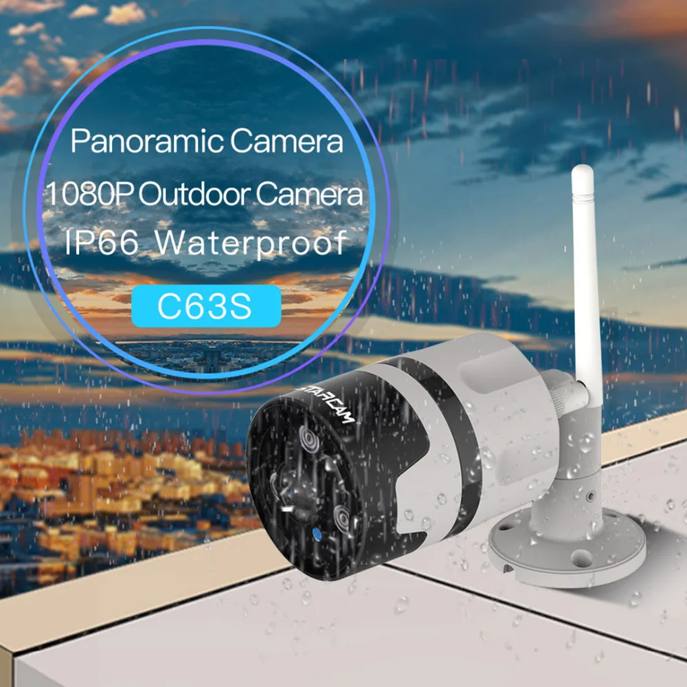 Vstarcam, 1080 P, ip-камера, уличная, Wifi, камера, IP66, водонепроницаемая, обнаружение движения, ночное видение, панорамная, цилиндрическая камера C63S