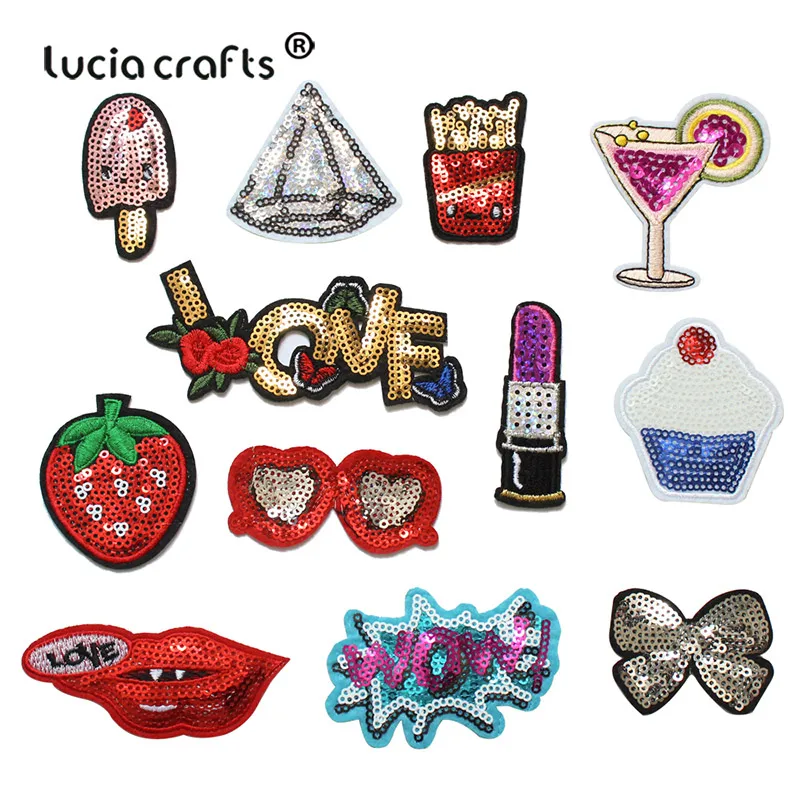 

6/11/12pcs Rainbow Lip Lipstick Ice cream Embroidered Patches For Clothing Backpack Iron on Transfer Applique Badge Stickers