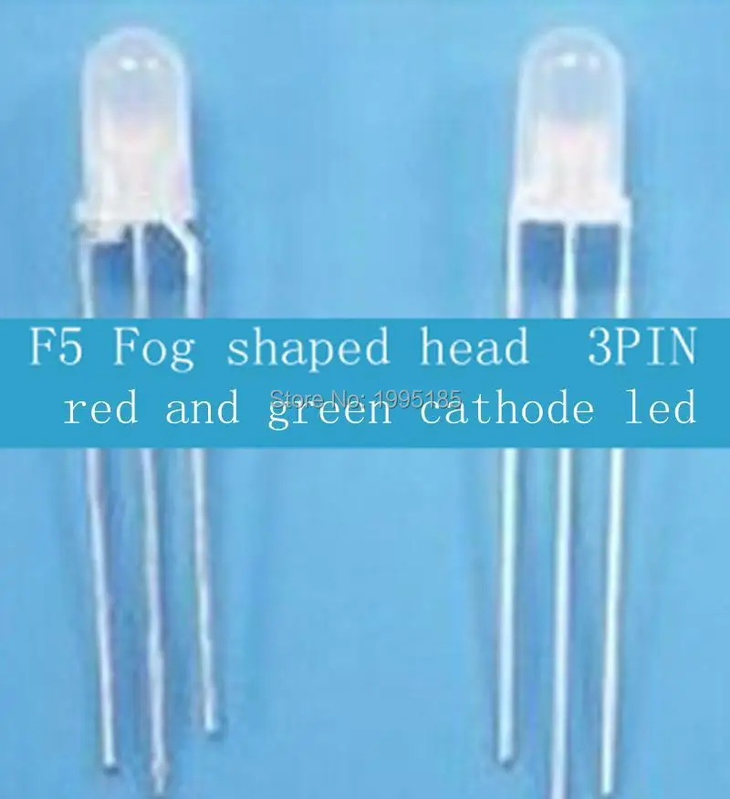 

50pcs LED 5mm Round Diffused Red & Green two Color Common cathode LED Diode Light Emitting Diode