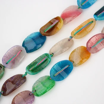 

15.5"/strand Natural Mixtz Gems Agates Pendants Bracelet Beads,Rainbow Crack Agates Nugget Loose Beads Jewelry Making EF-CT-291