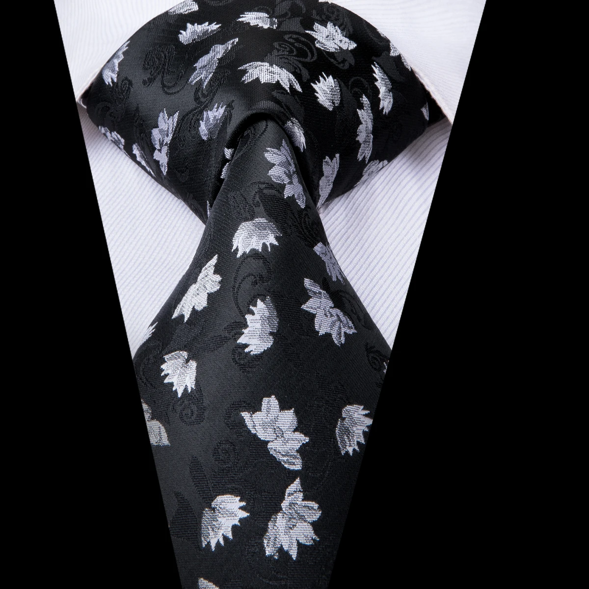 Hi-Tie, известный бренд, мужской галстук, черный, белый, Шелковый, жаккардовый, тканый, Свадебный галстук, официальный, строгий, для деловых SN-3007