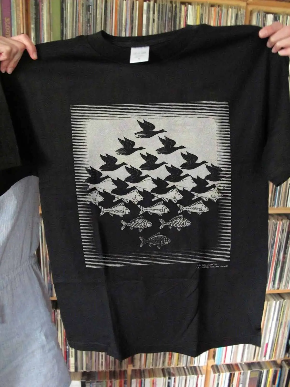 Новый Винтажный M.C. Escher небо воды Перепечатка Футболка Gildan MC Для мужчин с