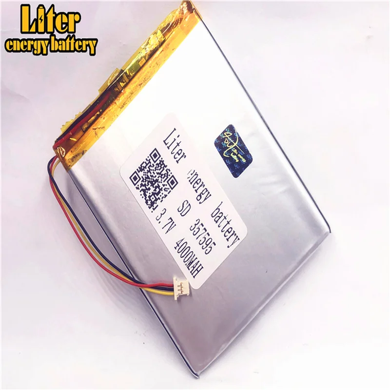 1 0 мм 3pin разъем 357595 4000mah 3 7 V литий полимерный перезаряжаемый аккумулятор для