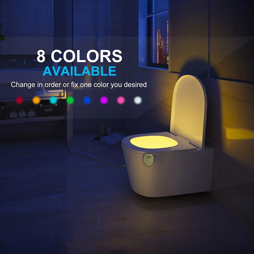 night lamp for bedroom wall Toilet Light WC USB Charging Waterproof Backlight For Toilet Bowl 8 Colors Smart PIR Motion Sensor LED Night Light For Bathroom holiday nights of lights