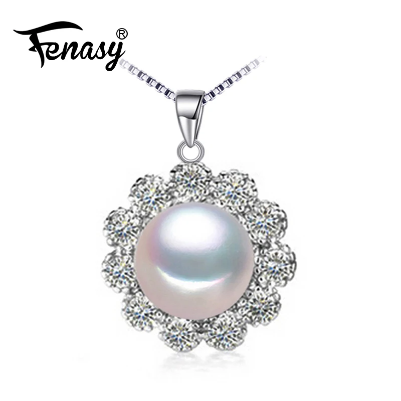 

FENASY Natural Freshwater Pearl Necklace For Women 925 Sterling Silver Pendant With Pearl Fashion Sunflower Necklace