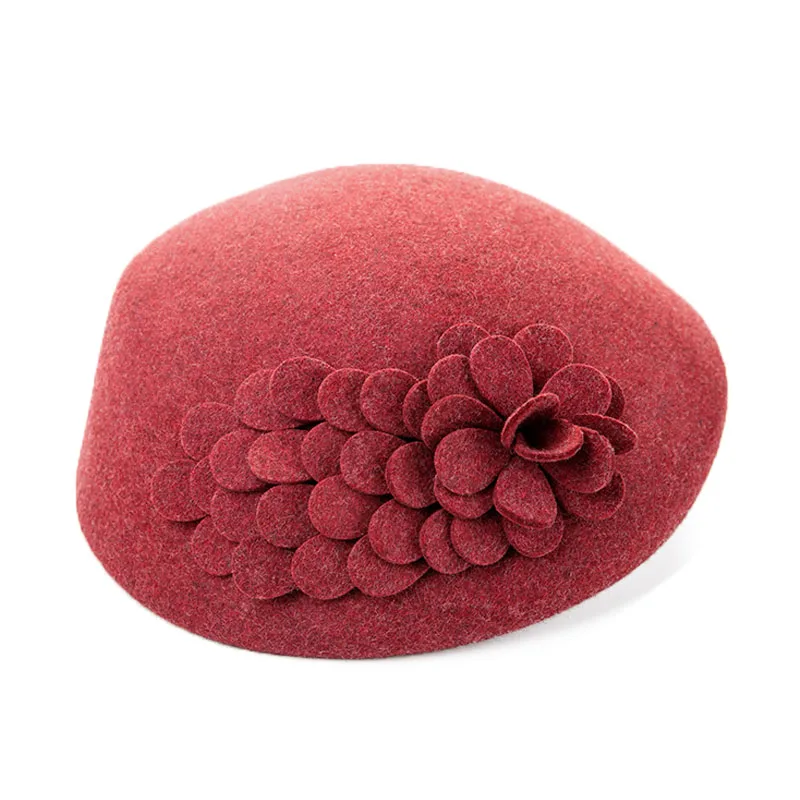 Tanie FS 100% włóczka australijska berety damskie berety artysty dla kobiet elegancka czapka Casual Boina Floral czapki Boina Feminino Hat