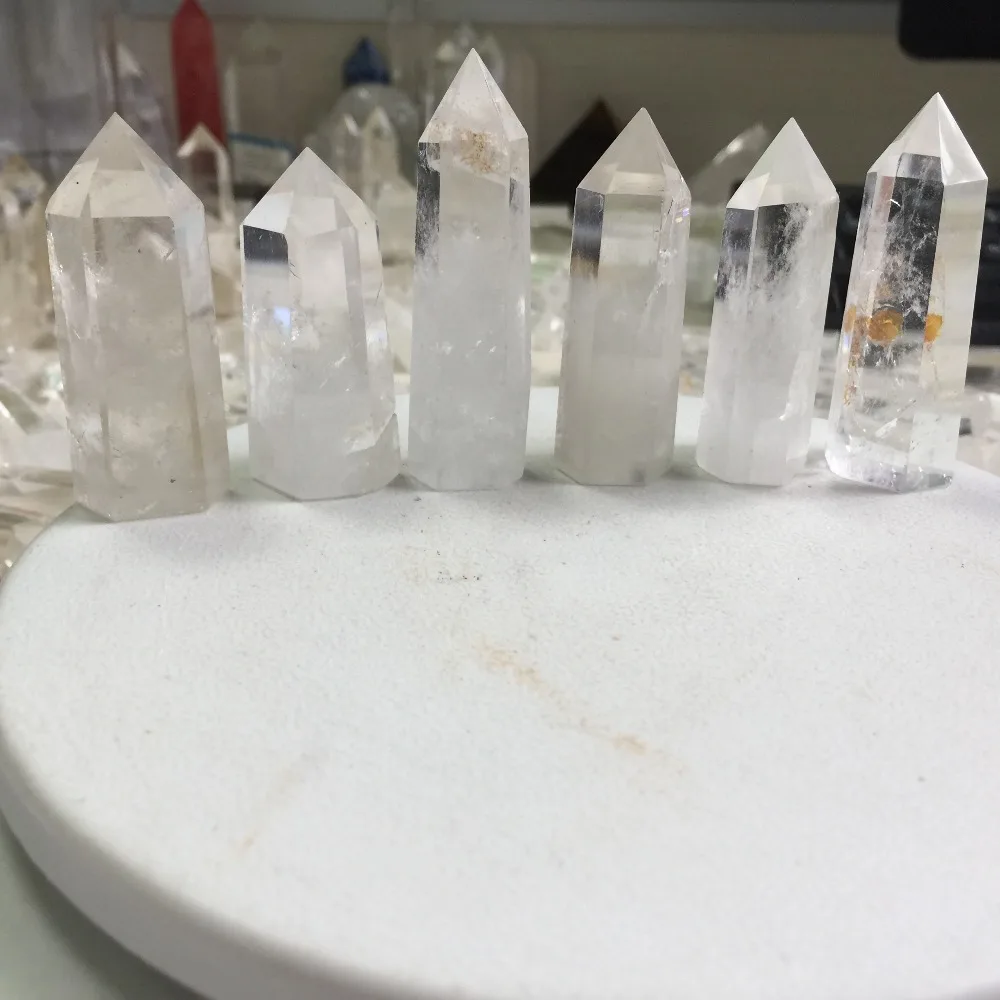 

6 Pieces a set Natural Clear Quartz Crystal Point Healing Hexagonal Wand Treatment Stone #K107
