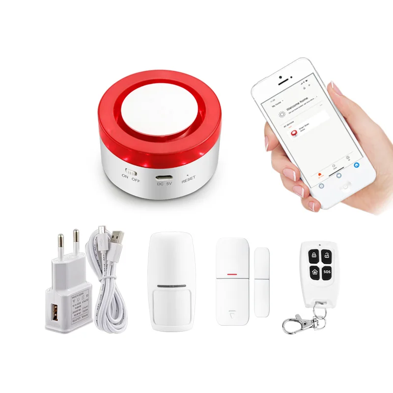 

Smart home security wifi alarm siren for smart life APP compatible 433Mhz Alarm Sensors Smart Gateway Siren two in one System