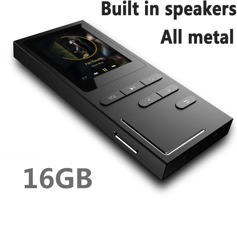 16 GB Reproductor de MP3 Hi-Fi Reproductor de Música Sin Pérdida de 50 Horas de Reproducción construir-en el Altavoz de la Grabadora de Voz/FM Radio Ampliable hasta 64 GB