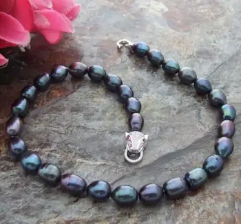 

Stunning 11-13mm Tahitian Black Green Pearl Necklace 18 inches