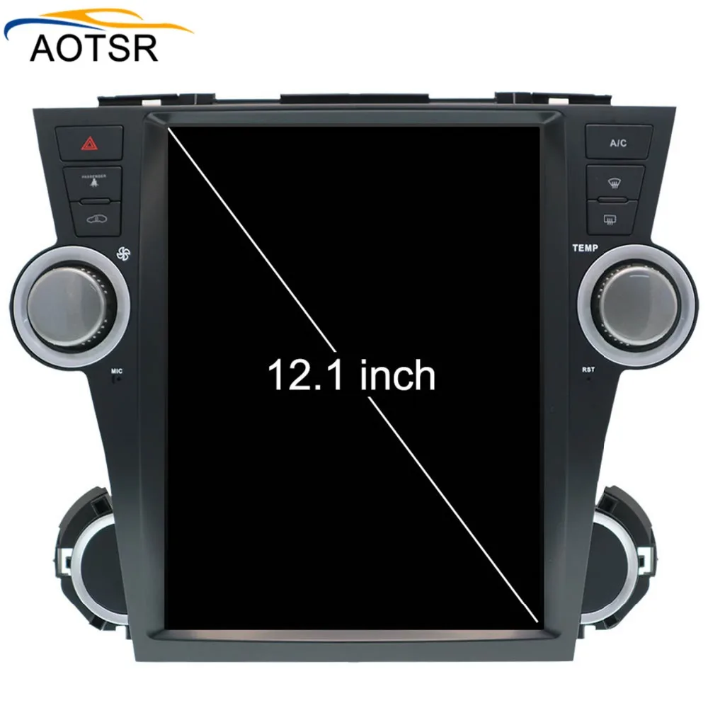 Top Tesla Style Android 7.1 Car multimedia player head unit For Toyota Highlander 2007-2013 car gps navigation radio stereo no dvd 2