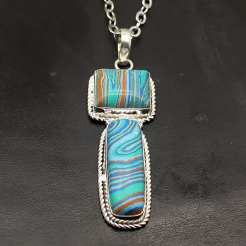 

Beautiful Charming StripeJasper Silver Color Charms Necklace Pendants AK101