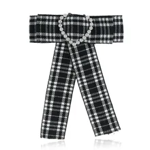 Европейский классический Клетчатая Ткань Боути сердце Кристалл Длинные Большой Бант Галстуки для Для женщин женское вечернее платье рубашка ccessorries duftgold