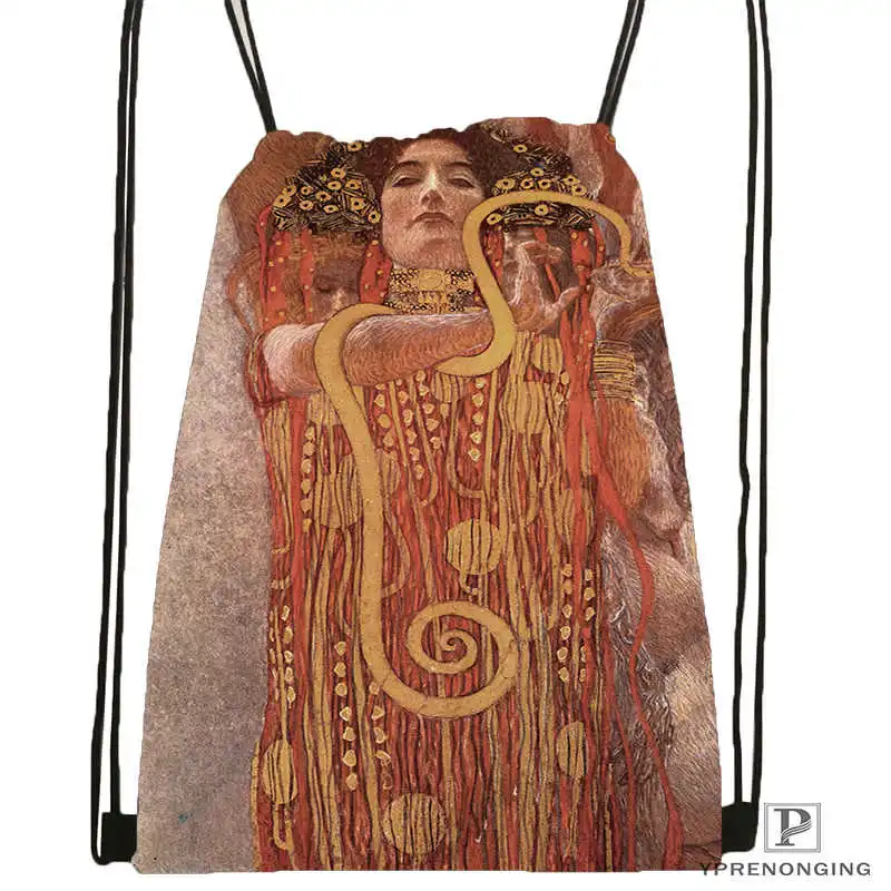 Custom Gustav Klimt#9 рюкзак на шнурке, милый рюкзак, детский Ранец(черная спинка) 31x40 см#180531-02-22 - Цвет: Drawstring Backpack