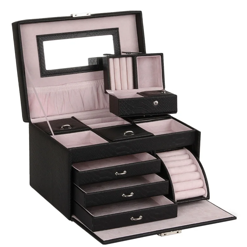 

Small Jewelry Box Necklace Storage Case Cabinet Armoire Storage Box