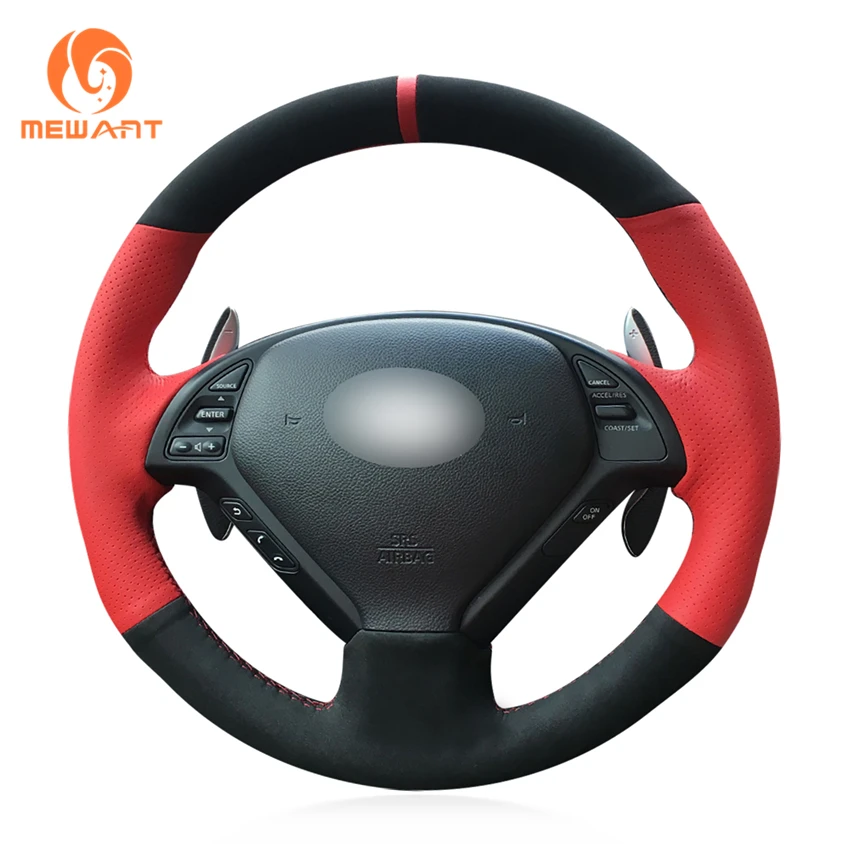 

MEWANT Red Leather Black Suede Car Steering Wheel Cover for Infiniti G25 G35 G37 QX50 EX25 EX35 EX37 2008-2013