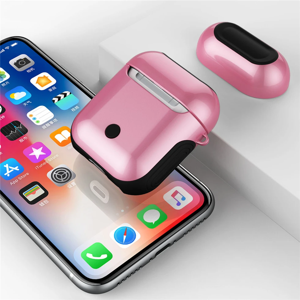 Inoher для Apple Airpods чехол для Bluetooth беспроводные наушники антидетонационный глянцевый защитный чехол для Air pods зарядная коробка