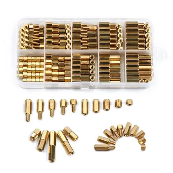 

300Pcs Brass M3 Copper Pillar Stand Off Kit Hex Column Spacer Threaded Screw Nut Fastener Kit