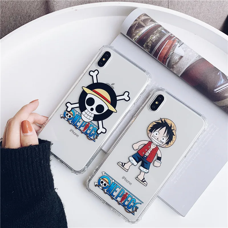 

Anti-fall Case for iPhone X Coque iPhone Xs Max XR 7 8 6S 6 Plus Funda Japanese Anime One Piece Luffy Clear TPU Cover Phone case