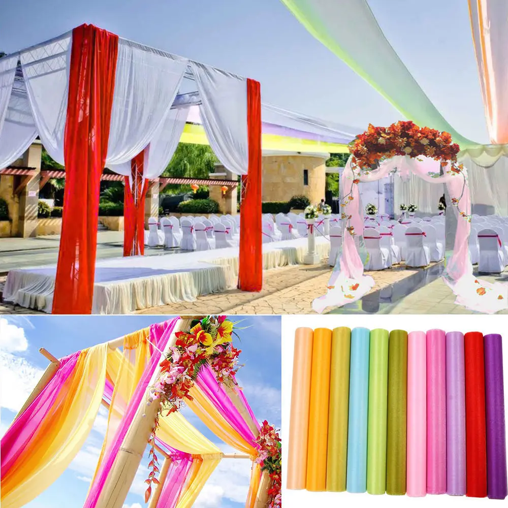 

0.75mx10m Top Table Swage Sheer Organza Wedding Party Chair Sash Bow Decoration Backdrop Curtain Table Festive Party Supplies