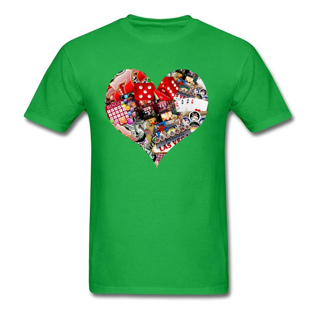 Heart Playing Card Shape 100% Cotton Tops & Tees for Men Simple Style T Shirt New Design Round Collar Tshirts Short Sleeve Heart Playing Card Shape green