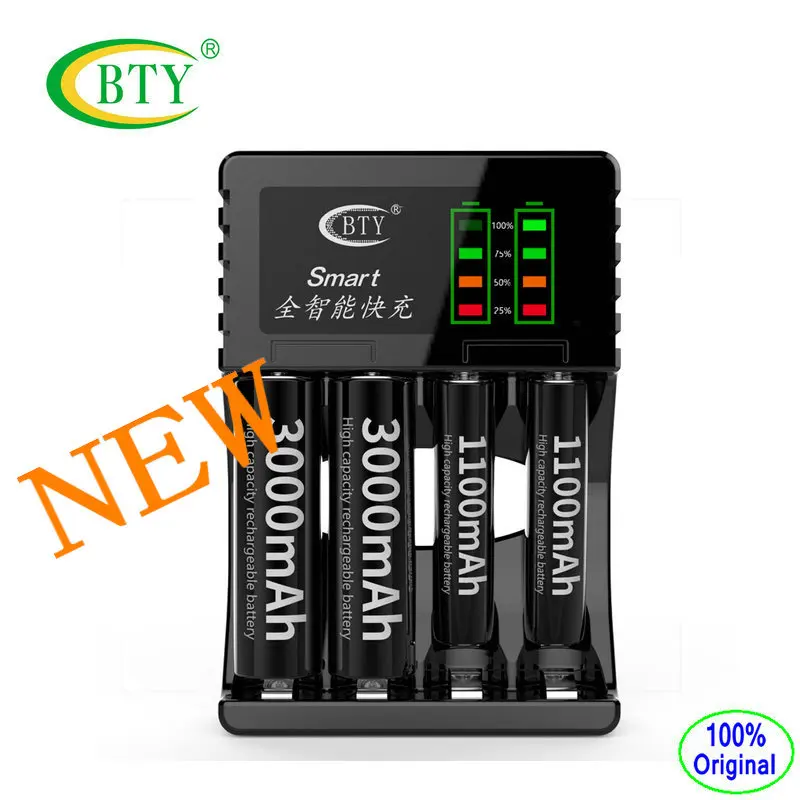 3-pcs bty-c704a3 AA AAA chargeur universel 4 слота LED Affichage интеллектуальные де Аккумулятор Ni-MH ni-cd