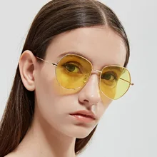 KESIMA Poligonal Mujer Gafas de Sol Retro Amarillo Transparente de Metal gafas de Sol de Moda Gafas de Sol De Mujer