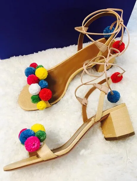 pom pom sandals heels