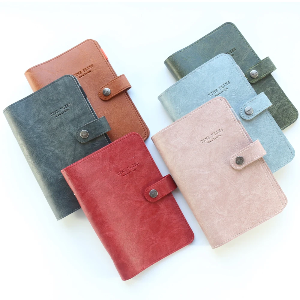 

Domikee new leather spiral 6 holes binder notebooks school stationery supplies,fine personal binder planner agenda organizer A6