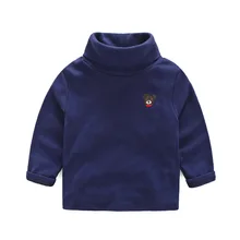 Свитер с высоким воротником весна-осень украшенная футболка из хлопка с длинными рукавами для маленьких мальчиков и девочек детская одежда