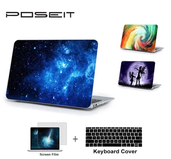 

2019 New Smart Hardshell Hard Case cover With Screen Film+Keyboard Skin Cover For Apple MacBook Air Pro Retina 11 12 13 15 Inch