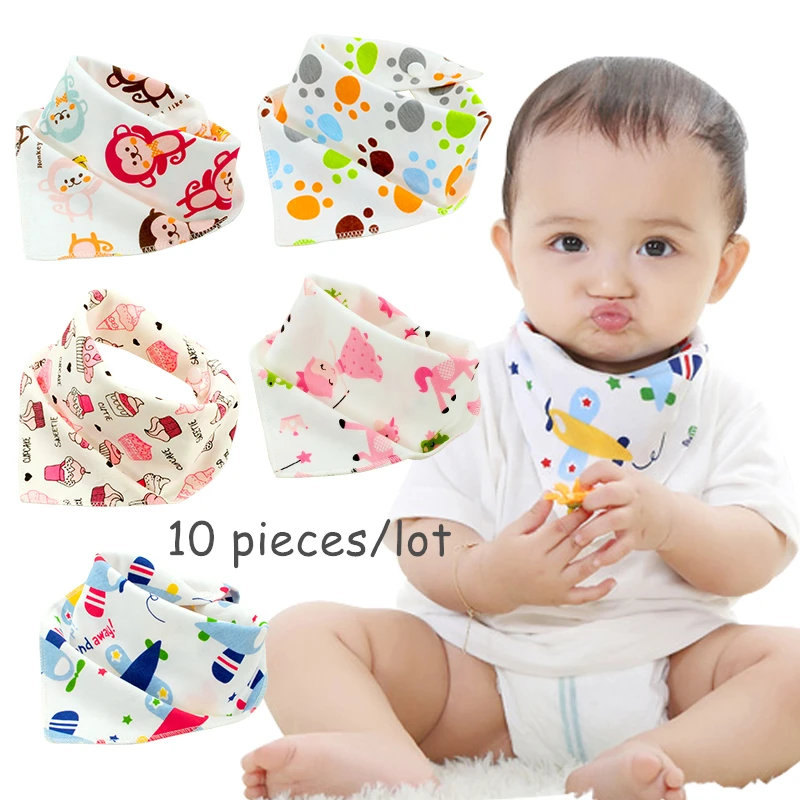 

10pieces/lot Cotton Baby Triangle bibs for babies Scarf boys Girls baby bib burp Cloths