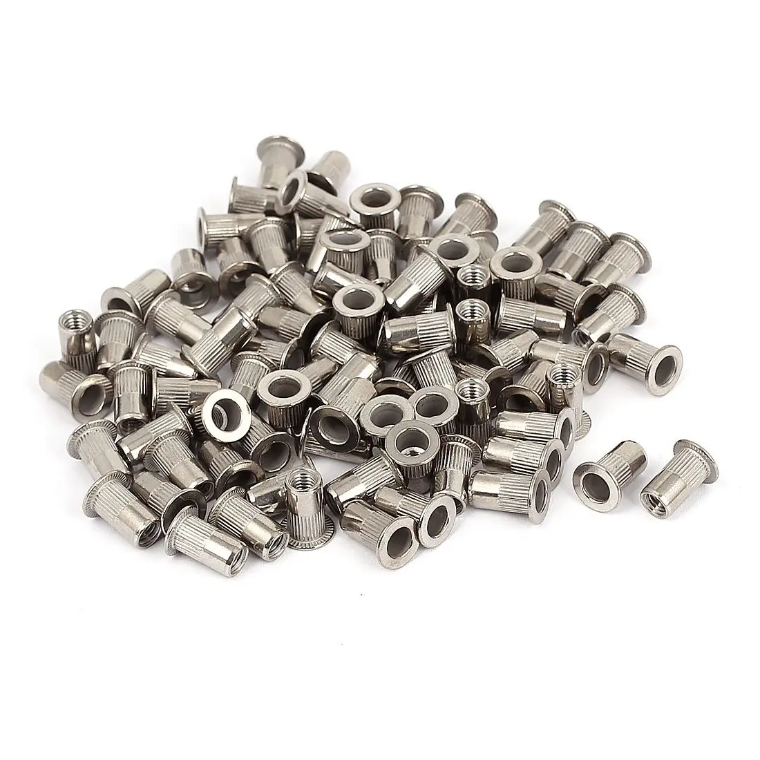 100x M5 Stainless Steel Flat Head Threaded Rivets Nuts Threaded Inserts