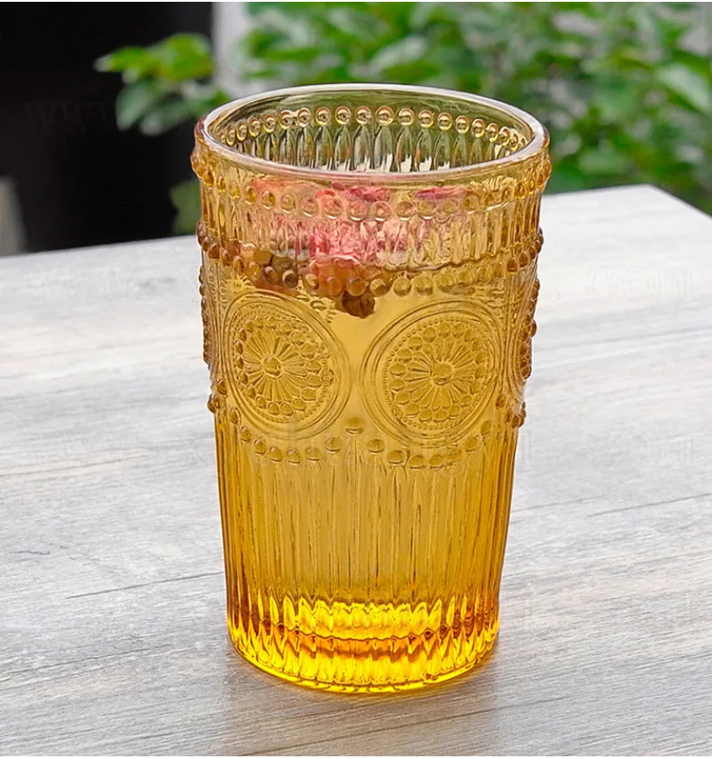 Красивый прозрачный корпус Стекло с гравировкой стеклянная кружка утренняя кружка Чай чашки для молока кофе 350 мл SH55 - Цвет: Amber