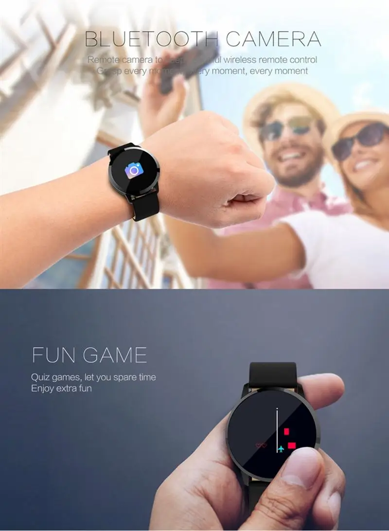 Q8 Смарт-часы Водонепроницаемый спортивный фитнес-браслет сердечного ритма крови Давление сообщение напоминание шагомер для iOS и Android
