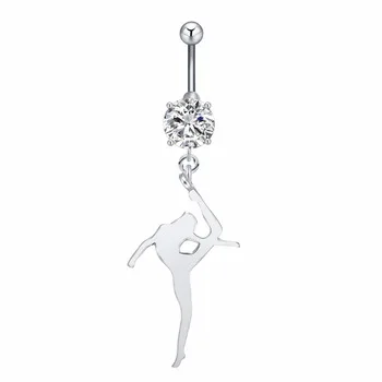 1Pcs Colorful CZ Zircon Shaped Ballets Dance Girl Navel Bell Button Rings Beach Dancing Party Accessories Women Girls Piercing