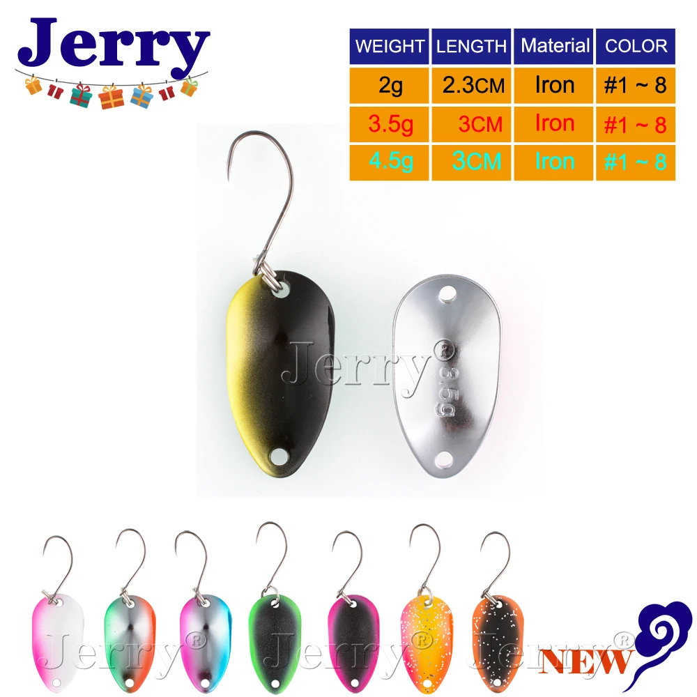 Jerry 2g 3 5g 4 широкие рыболовные ложки высокого качества Форелевые блесны воблеры