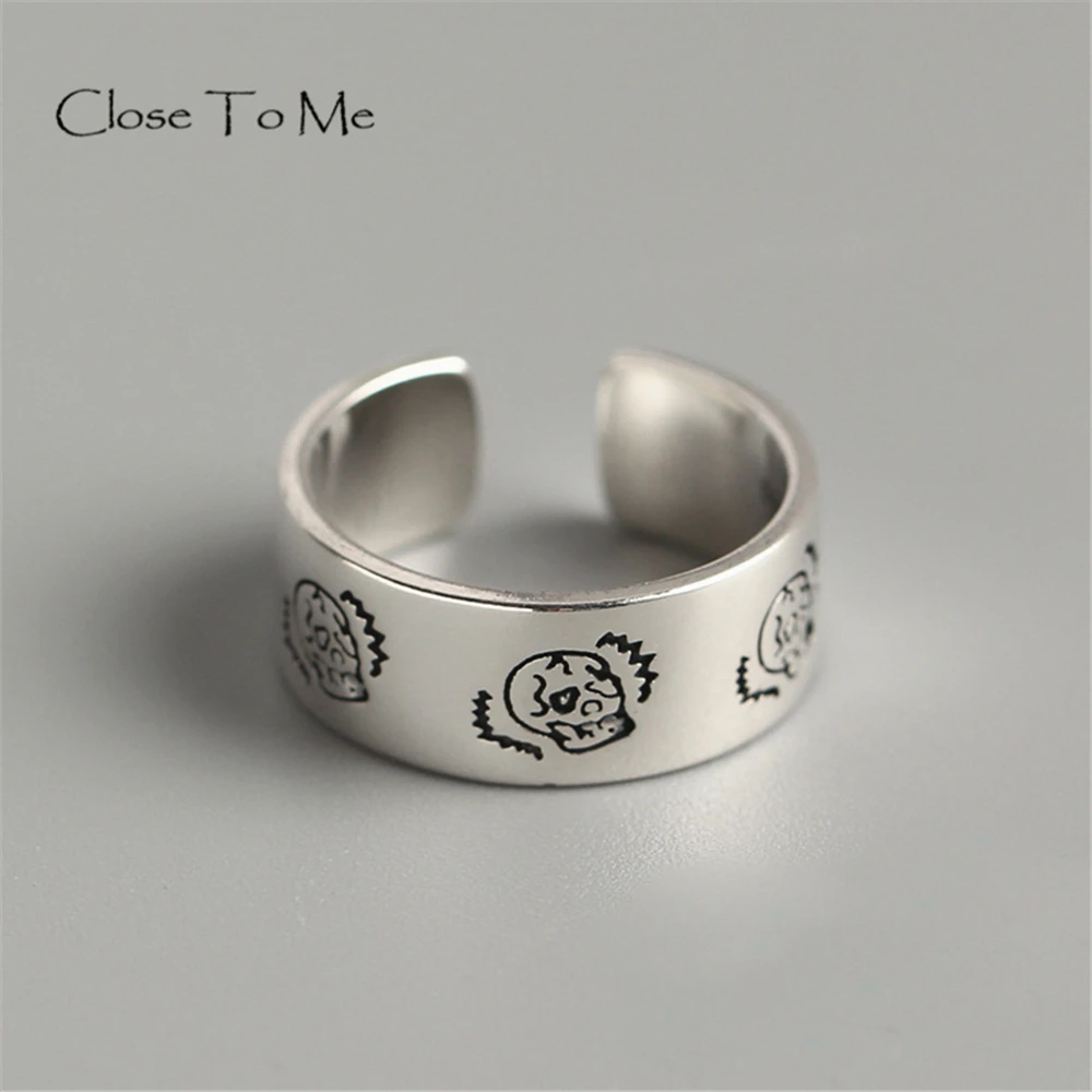 

Close To Me S925 Sterling Silver Handmade Fine Jewelry Vintage Punk Rings Irregular Ring for Women ALR095