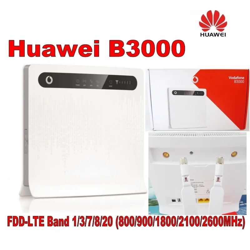  huawei vodafone B3000 4G WIFI Router unlocked 4G 150Mbps LTE CPE wireless gateway plus 2pcs antenna