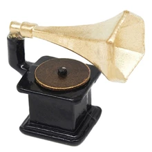 1:12 Кукольный домик Миниатюрные аксессуары ретро винтажный граммофон мебель для семьи DIY Кукольный дом украшение золото+ черный