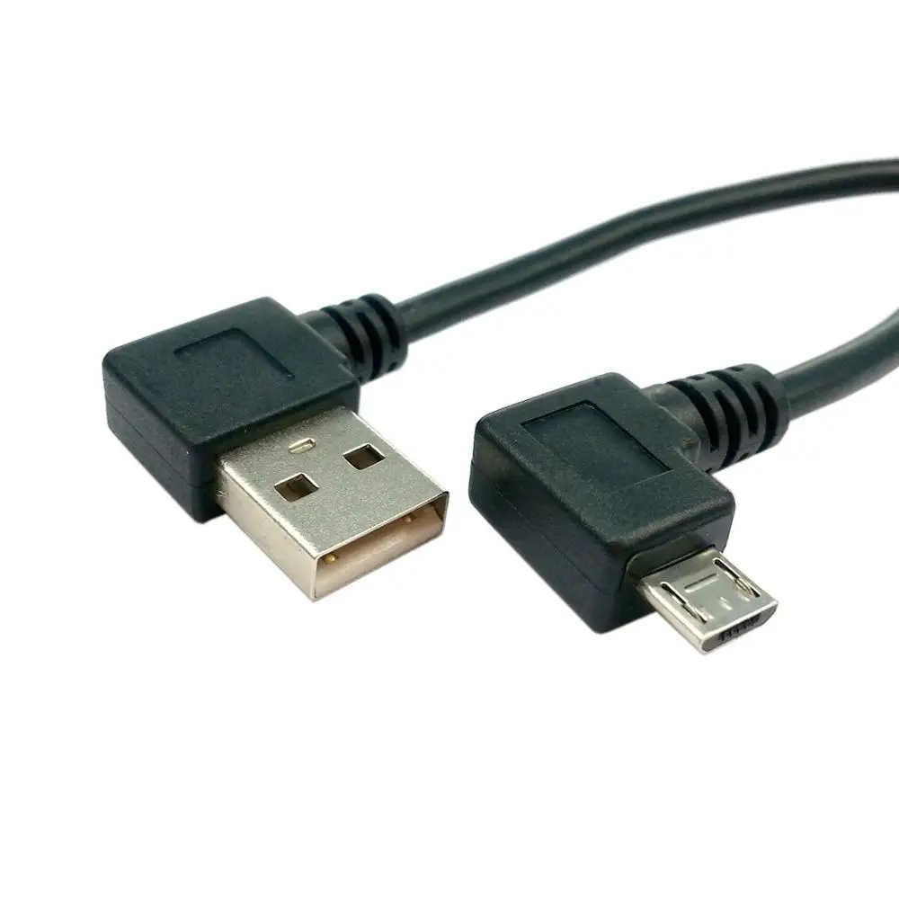 

USB 2.0 A Male Left Angled 90 Degree to USB Micro B 5pin Left Angled Male Charged Sync Data Cable for Smart Phone 0.2M