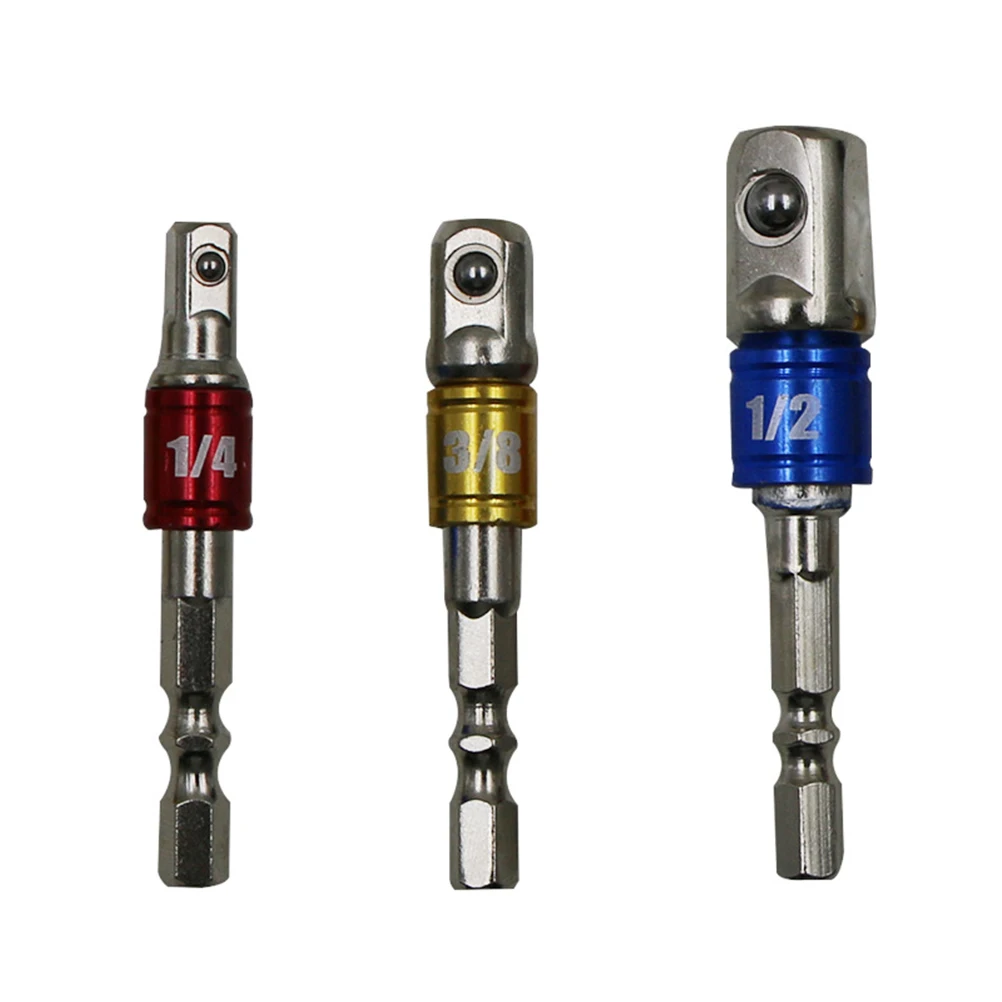 

Wrench Tools3 Pcs 1/4 Socket Bits Wrench Adapter Hex Shank Adapter Power Extension Bit Power Tools (Random Style)