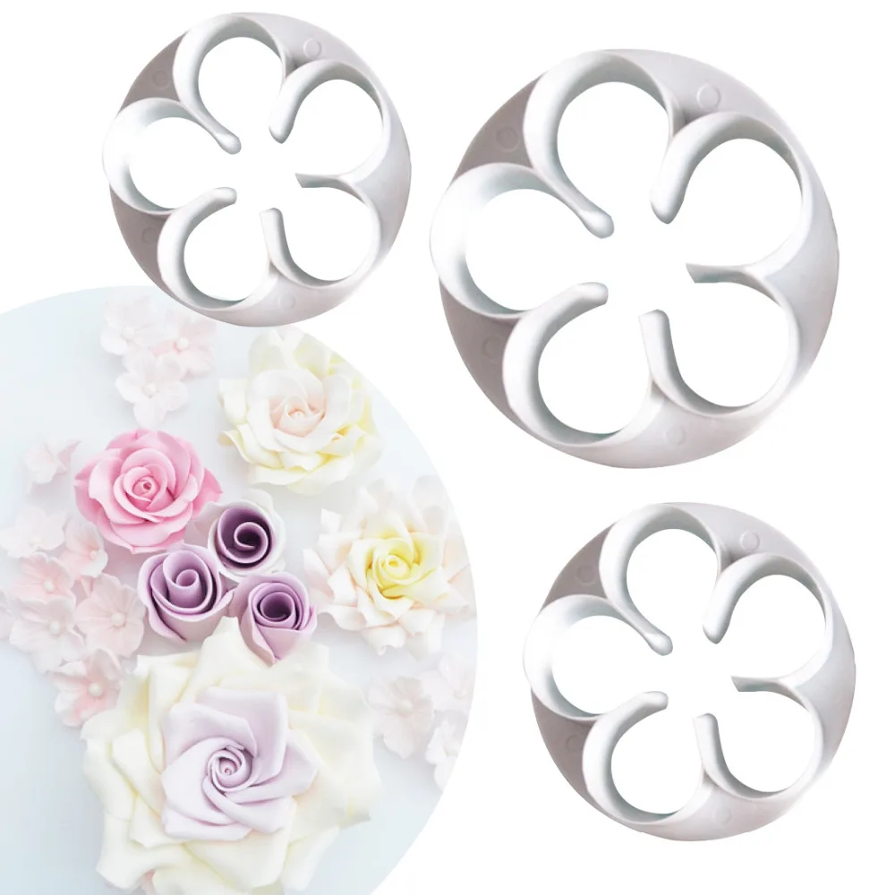 

Cake Mold 4Pcs/Set Rose Flower Fondant Cake tools Cutters Decorating Sugarcraft Mould Diy Tools Christmas Cake Decorating Tools