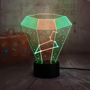 

3D LED Night Light Mixed Dual Color RGB Leo Constellation Light Child Baby Sleeping Lamp Bedroom Home Decor Christmas Gifts Lava