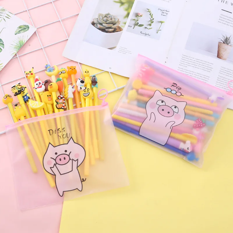 

20pcs/lot Kawaii Unicorn Flamingo Cartoon gel pen Neutral Pens For Kids Gifts School Writing Supplies Stationery with Bag