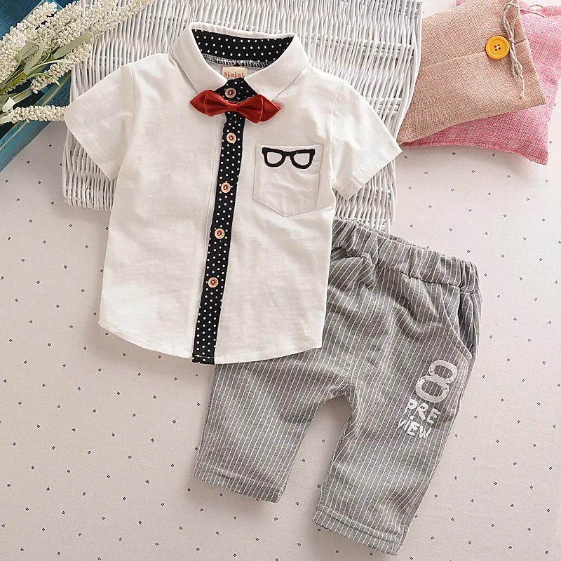 

Toddler Children Clothes Summer Baby Boys Clothing Sets Gentleman Clothes Suits Kids Sweatshirt Child Formal Shirt+short Pants
